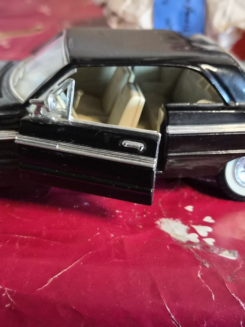 Black Retro Toy Car with Cream Interior